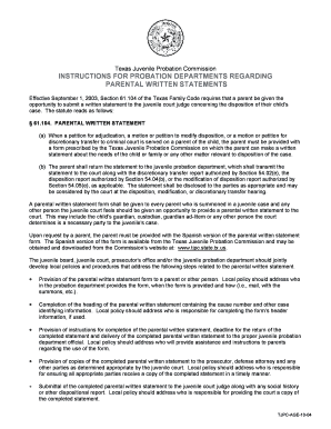 Texas Parental Written Statement Form