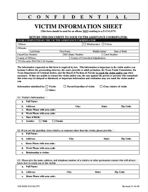 Texas Victim Information Sheet