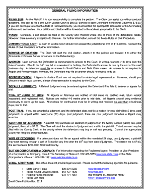 Texas Small Claims Petition Form