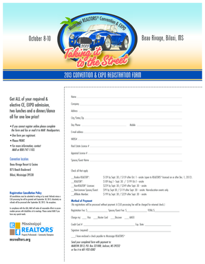 2013 Mississippi REALTORS Convention Registration Form