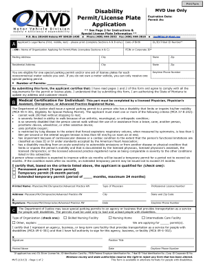 Montana Disability Parking Permit Application