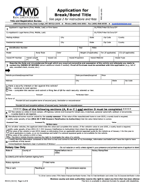 Montana Break/Bond Title Application