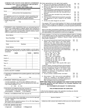 Schenectady County Civil Service Employment Application