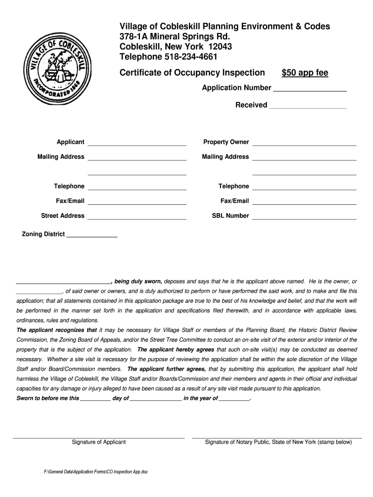 Fillable Online schohariecountyny Village of Cobleskill Planning Environment Codes 3781A Fax