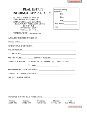 REAL ESTATE INFORMAL APPEAL FORM - Reno County Kansas - renogov