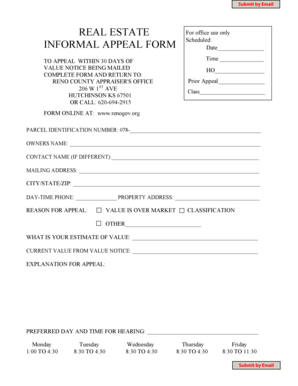 Design proposal example - REAL ESTATE INFORMAL APPEAL FORM - Reno County Kansas - renogov