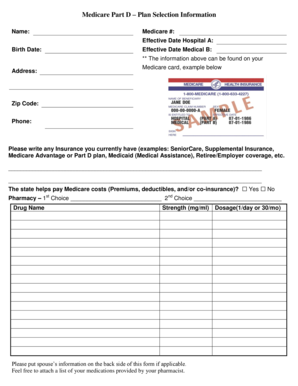 Medicare Part D Plan Selection Form