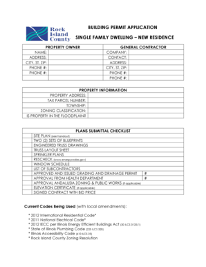 Building Permit Application for Single Family Dwelling