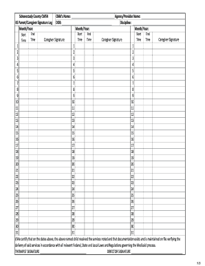 Schenectady County CWSN Parent/Caregiver Signature Log