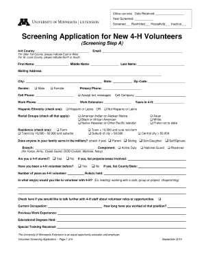 4-H Volunteer Screening Application