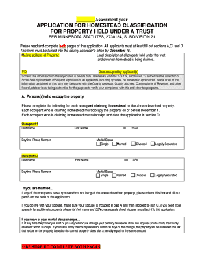 Minnesota Homestead Classification Application