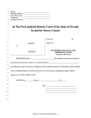 Statement of Legal Aid Representation