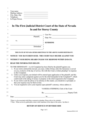 Nevada Civil Summons