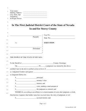 Nevada Writ of Execution