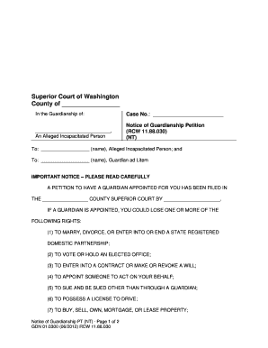 Washington Guardianship Petition Notice