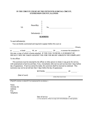 Illinois Circuit Court Summons
