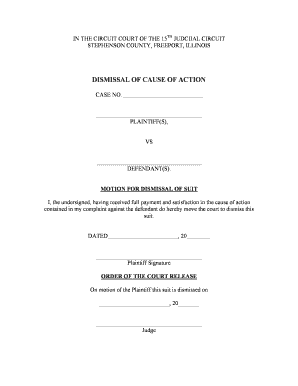 Motion for Dismissal of Suit