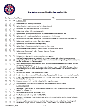 Site Construction Plan Fire Rescue Checklist