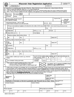 Wisconsin Voter Registration Application