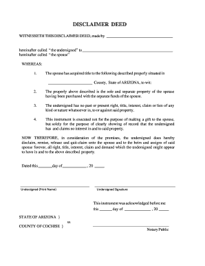 Arizona Disclaimer Deed