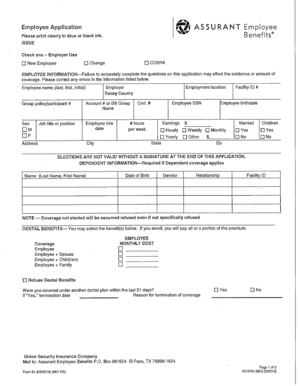 Employee Application for Benefits