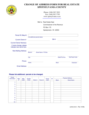 Change of Address Form for Real Estate