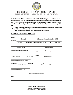 Tuberculin Test Authorization Form