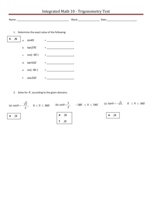 Integrated Math 10 - Trigonometry Test