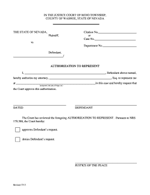 Authorization to Represent