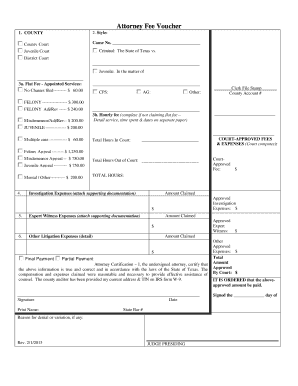 Texas Attorney Fee Voucher