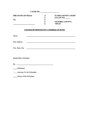 Change of Defendant's Address on Bond