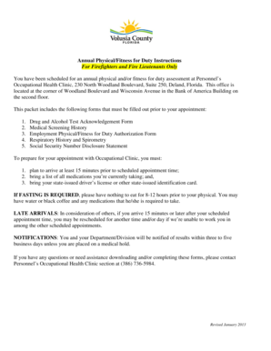 Firefighter Annual Physical Form