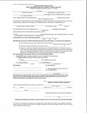 Ohio Uniformed Services Absent Voter's Ballot Application
