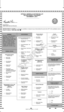 Teller County General Election Ballot