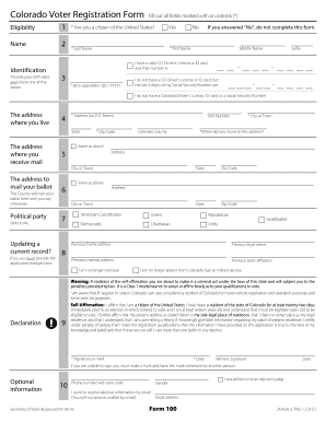 Colorado Voter Registration Form