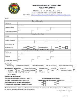 Will County Land Use Permit Application