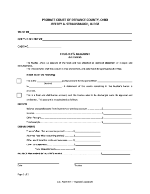 Ohio Trustee's Account Form