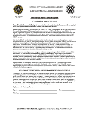 Kansas City Kansas Ambulance Membership Application