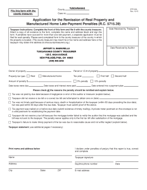 Ohio Real Property Late-Payment Penalty Remission Application