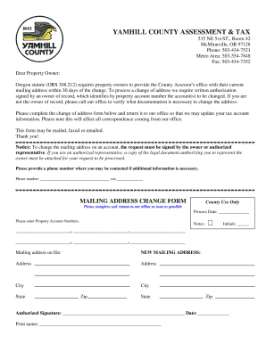 Yamhill County Property Mailing Address Change Form
