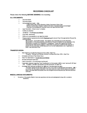 Recording Checklist for Real Estate Documents
