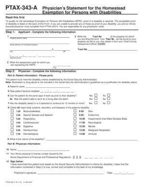 Physician's Statement for Disability Homestead Exemption