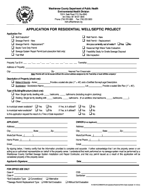 Residential Well Septic Project Application