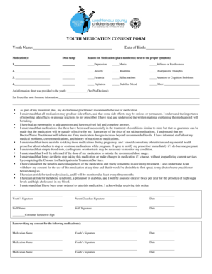 Youth Medication Consent Form