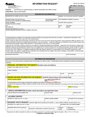 Virginia DMV Information Request Form