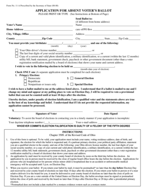 Ohio Absent Voter's Ballot Application