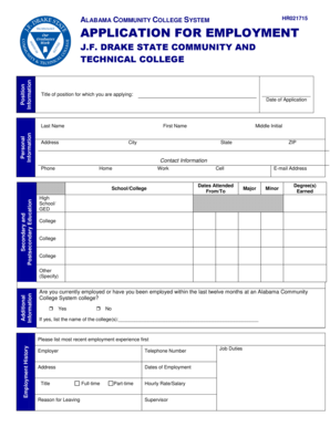 Alabama Community College System Application for Employment
