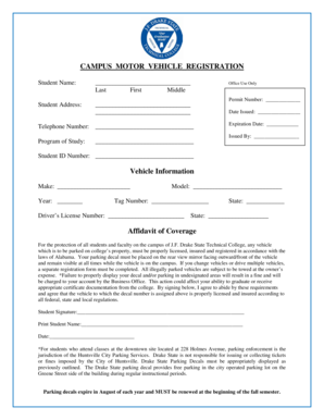 Campus Motor Vehicle Registration Form