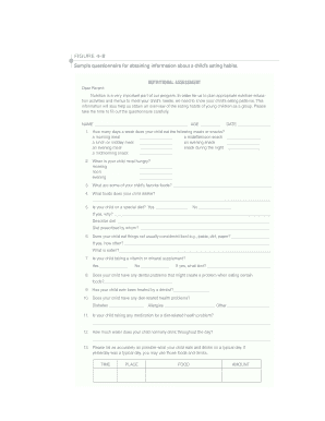 Child Nutrition Assessment Form