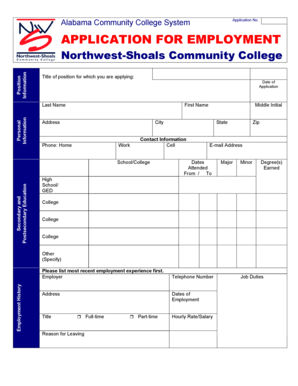 Alabama Community College System Application for Employment
